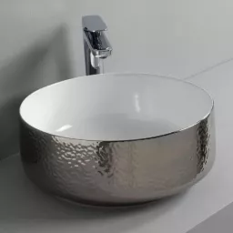 КЕРАМИЧЕСКАЯ РАКОВИНА 42 СМ ARTCERAM COGNAC, WHITE GLOSSY/PLATINUM SKIN BICOLOR (COL001 01; 61)