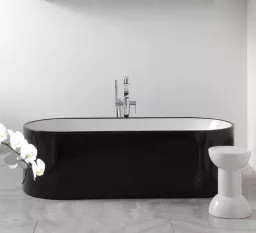 ВАННА ИЗ ИСКУССТВЕННОГО КАМНЯ ОТДЕЛЬНОСТОЯЩАЯ FLAMINIA OVAL BICOLOR 170Х70 СМ, WHITE-BLACK (OV170)