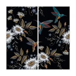 Фото плитки FIANDRE DESIGN YOUR SLABS HUMMINGBIRD BLACK COMPOSIZIONE NATURE 2 ШТ NAT Y4UH00D330006 150X300X0,6 из коллекции FIANDRE DESIGN YOUR SLABS 