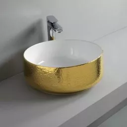 КЕРАМИЧЕСКАЯ РАКОВИНА 42 СМ ARTCERAM COGNAC, WHITE GLOSSY/GOLD BICOLOR (COL001 01; 56)