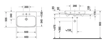 КЕРАМИЧЕСКАЯ РАКОВИНА 65 СМ DURAVIT HAPPY D.2 (2318650027)