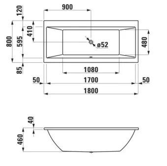 ВАННА ВСТРАИВАЕМАЯ АКРИЛОВАЯ LAUFEN LAUFEN PRO 180Х80 СМ, WHITE (H2329500000001)