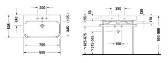 КЕРАМИЧЕСКАЯ РАКОВИНА 80 СМ DURAVIT HAPPY D.2 (2318800000)