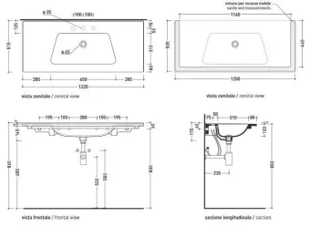 КЕРАМИЧЕСКАЯ РАКОВИНА 122 СМ FLAMINIA BLOOM, WHITE (BM120L)
