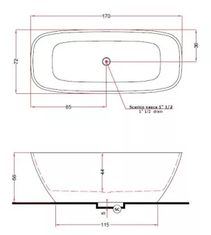 ВАННА КАМЕННАЯ GRUPPO TREESSE BRIO 170Х72 СМ (V297BO)