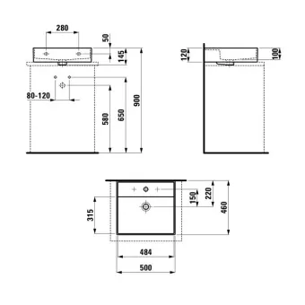 КЕРАМИЧЕСКАЯ РАКОВИНА 50 СМ LAUFEN KARTELL, СЕРЫЙ МАТОВЫЙ (H8163327591041)
