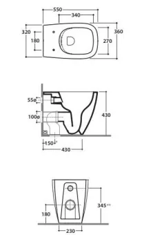 НАПОЛЬНЫЙ БЕЗОБОДКОВЫЙ УНИТАЗ GLOBO GENESIS, БЕЛЫЙ (GN001BI)