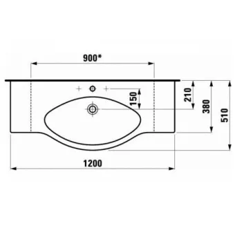 КЕРАМИЧЕСКАЯ РАКОВИНА-СТОЛЕШНИЦА 120 СМ LAUFEN PALACE, БЕЛЫЙ (H8117040001041)