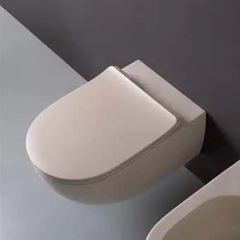 ПОДВЕСНОЙ БЕЗОБОДКОВЫЙ УКОРОЧЕННЫЙ УНИТАЗ FLAMINIA MINIAPP GOCLEAN, ARGILLA (AP119G)