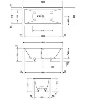 ВАННА КАМЕННАЯ DURAVIT DURASQUARE 180Х80 СМ (700426000000000)