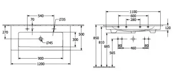 РАКОВИНА 120Х50 VILLEROY&BOCH VENTICELLO, WHITE ALPIN CERAMICPLUS (4104CKR1)