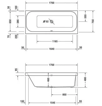 ВАННА АКРИЛОВАЯ DURAVIT HAPPY D.2 170Х75 СМ (700312000000000)