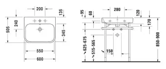 КЕРАМИЧЕСКАЯ РАКОВИНА 60 СМ DURAVIT HAPPY D.2 (2318600000)