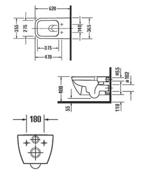 ПОДВЕСНОЙ БЕЗОБОДКОВЫЙ УНИТАЗ DURAVIT RIMLESS HAPPY D.2 (2550090000)