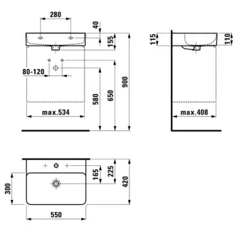 КЕРАМИЧЕСКАЯ РАКОВИНА 55 СМ LAUFEN VAL, БЕЛЫЙ (H8102820001041)