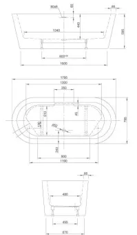 ВАННА АКРИЛОВАЯ KNIEF HOT 180X80 СМ (0100-072)