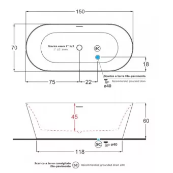 ВАННА АКРИЛОВАЯ GRUPPO TREESSE INKA 180Х80 СМ, БЕЛАЯ (V388BL)