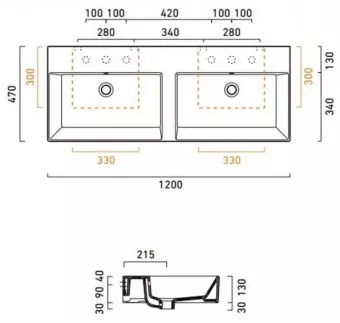 КЕРАМИЧЕСКАЯ РАКОВИНА 120 СМ CATALANO PREMIUM (112VPD00)