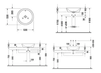 КЕРАМИЧЕСКАЯ РАКОВИНА 53 СМ DURAVIT STARCK 1 (0447530000)