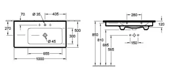 РАКОВИНА 100Х50 VILLEROY&BOCH VENTICELLO, WHITE ALPIN (4134R301)