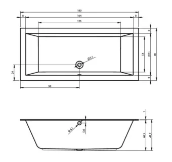 ВАННА АКРИЛОВАЯ RIHO LUGO VELVET 180X80 СМ (B133001105)