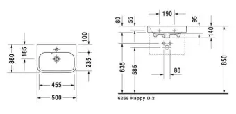 КЕРАМИЧЕСКАЯ РАКОВИНА 50 СМ DURAVIT HAPPY D.2 (0710500000)
