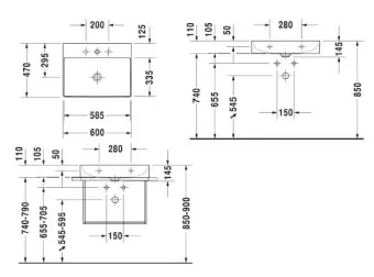 КЕРАМИЧЕСКАЯ РАКОВИНА 60 СМ DURAVIT DURASQUARE (2353600041)