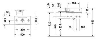 КЕРАМИЧЕСКАЯ РАКОВИНА 50 СМ DURAVIT VERO, БЕЛАЯ (0703500000)