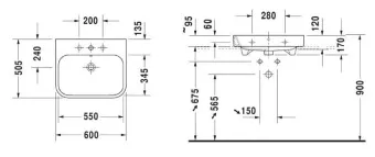 КЕРАМИЧЕСКАЯ РАКОВИНА 60 СМ DURAVIT HAPPY D.2 (2318600027)