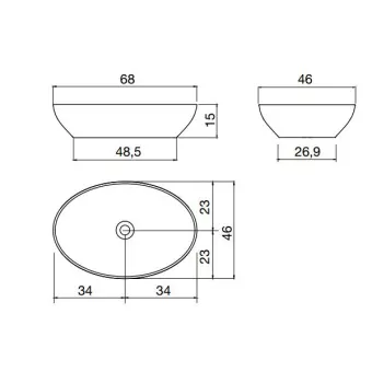 РАКОВИНА НАКЛАДНАЯ 68 СМ ANTONIO LUPI SOLIDEA, БЕЛЫЙ (SOLIDEA BIANCO)
