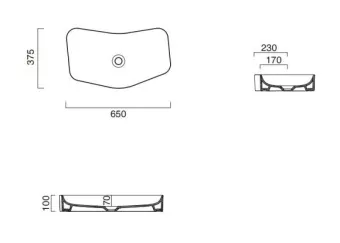 КЕРАМИЧЕСКАЯ РАКОВИНА 65Х37 СМ CATALANO EDITION, NERO SATINATO (16537AEDNS)