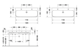 КЕРАМИЧЕСКАЯ РАКОВИНА 120 СМ DURAVIT HAPPY D.2 (2318120024)