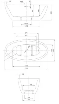 ВАННА АКРИЛОВАЯ KNIEF LOOM XS 170X85 СМ (0100-058)