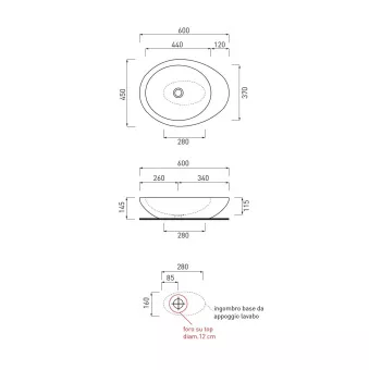 КЕРАМИЧЕСКАЯ РАКОВИНА 60 СМ CIELO LE GIARE, МОЛОЧНЫЙ (LGLA60-TL)