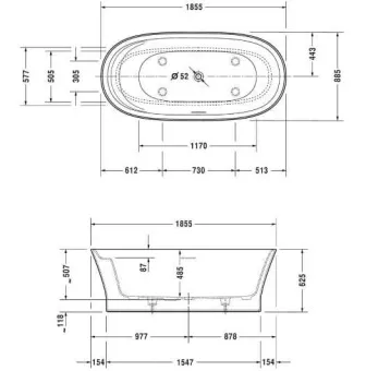 ВАННА КАМЕННАЯ DURAVIT CAPE COD 185,5Х88,5 СМ (700330000000000)