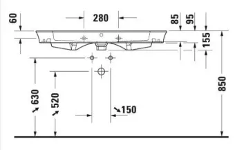 РАКОВИНА 105Х49 СМ DURAVIT WHITE TULIP, БЕЛЫЙ (2363100000)