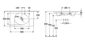 РАКОВИНА ВСТРАИВАЕМАЯ 80Х50 VILLEROY&BOCH ANTAO, ALMOND (4A7583AM)