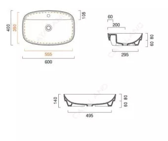 КЕРАМИЧЕСКАЯ РАКОВИНА 60 СМ CATALANO GREEN LUX, КОРИЧНЕВАЯ (160GRLXMS)
