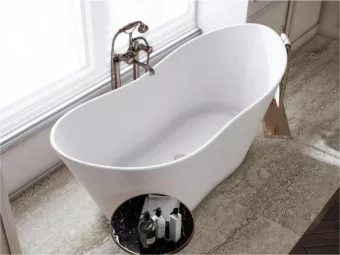 ВАННА ОТДЕЛЬНОСТОЯЩАЯ КАМЕННАЯ MIRAGGIO FLORIDA 180X75 СМ, БЕЛАЯ (0000271)