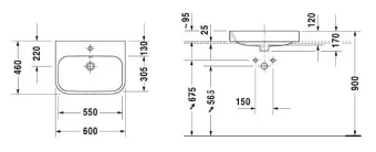 КЕРАМИЧЕСКАЯ РАКОВИНА 60 СМ DURAVIT HAPPY D.2 (2315600000)