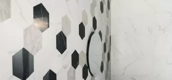 PIEMME VALENTINO MARMI REALI MAT ESAGONO STATUARIO GOLD RET 29X41,5