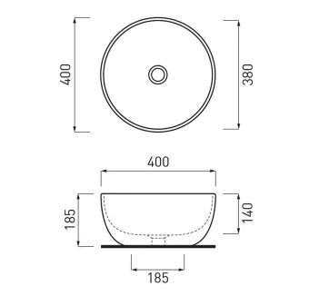 КЕРАМИЧЕСКАЯ РАКОВИНА 40 СМ CIELO SHUI, ТЕМНО-СЕРЫЙ (SHBA40-BA)