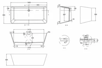 ВАННА КАМЕННАЯ BURLINGTON PATINATO 169Х80 СМ (N3B)