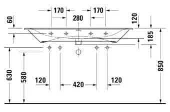 РАКОВИНА 123Х49 СМ DURAVIT VIU, БЕЛЫЙ (2344120024)