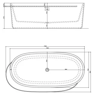 ВАННА КАМЕННАЯ EX.T PLATEAU 160X75 СМ (EXVAPLAT/MESX)