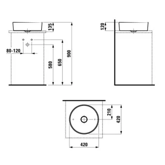 КЕРАМИЧЕСКАЯ РАКОВИНА 42 СМ LAUFEN KARTELL, БЕЛЫЙ (H8123310001121)