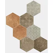 CIR ESAGONA FABRIC MIX NATURAL 24x27.7