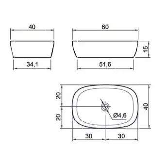 РАКОВИНА НАКЛАДНАЯ 60 СМ ANTONIO LUPI SENSO, ЖЕЛТЫЙ (SENSOC AMBRA)