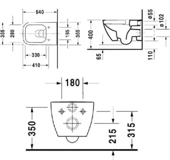 ПОДВЕСНОЙ БЕЗОБОДКОВЫЙ УНИТАЗ DURAVIT RIMLESS HAPPY D.2 (2222090000)