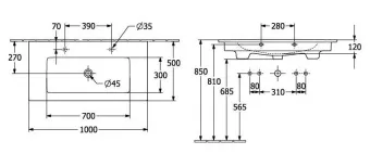 РАКОВИНА 100Х50 VILLEROY&BOCH VENTICELLO, WHITE ALPIN CERAMICPLUS (4104AKR1)